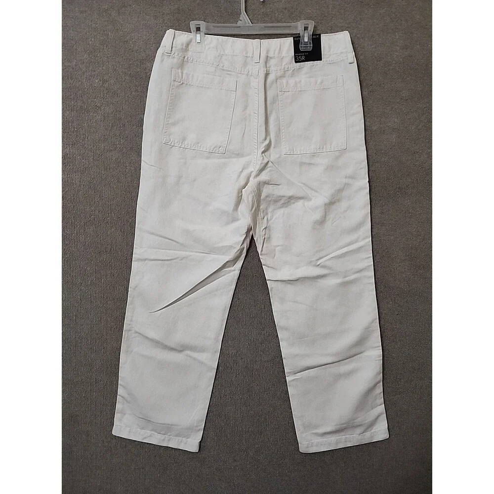 Banana Republic Dockside Pants Mens 35 Cream Linen Blend Beach Vacation NEW